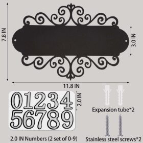 Black Modern Address Sign - 11.8 inch Rustproof Metal House Numbers & Wall Plaque for Outdoor Mailbox, Yard, and Front Door Decor