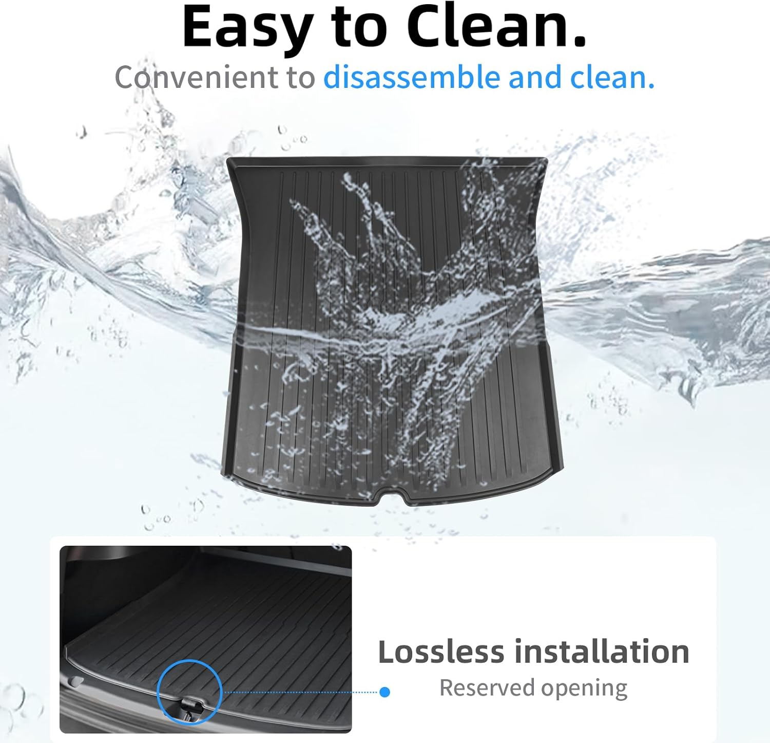 CYBERBEAMS Premium TPE Cargo Liners Set for 2025-2026 Tesla Model Y Juniper - All-Weather Trunk Mat with Front & Rear Frunk Tray Protectors (3PCS)