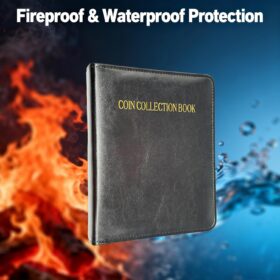 Premium 360 Pockets Coin Collection Book - Fireproof Album Holder with Anti-Static Sleeves for Numismatic Collectors (17-30mm Coins) - Black