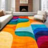 Modern Flatwoven High Traffic Area Rug 6x9 - Yellow, Non-Slip Stain Resistant Washable Living Room Bedroom Rug