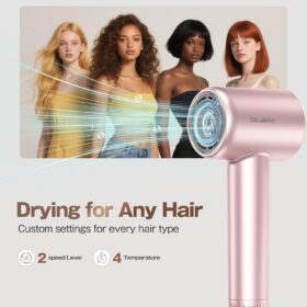 ProDry X1 Ionic Hair Dryer - 110,000 RPM Brushless Motor, 200M Negative Ions, Fast Drying Low Noise, Thermo-Control Compact Blow Dryer with Magnetic Nozzle for Home Salon Travel
