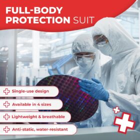 Ever Ready First Aid Disposable Microporous Coated Coverall Suit with Hood, Elastic Wrists/Ankles/Waist - Water-Repellent Protective Garment
