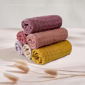 MOON PARK Premium Muslin Baby Washcloths - 12 Pack 12x12 Inch Cotton Burp Cloths Set for Newborns, Infants & Toddlers - Soft Multi-Use Washcloths (Brown/Honey/Bean Paste)