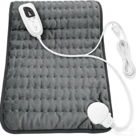CozyComfort XL Electric Heating Pad - 6 Heat Settings with Auto Shut-Off, 24"x12" Large Pain Relief Pad for Back, Neck, Shoulders, Knees & Legs - Dark Gray