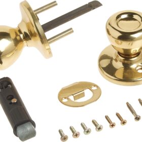 Kwikset Mobile Home Interior Passage Door Knob - Polished Brass Finish, Non-Locking Closet & Hallway Door Handle