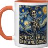 Skeleton Meme Ceramic Coffee Mug - 'Mother I Am But Skin And Bones' Art Parody Gift for Teachers Museum Lovers