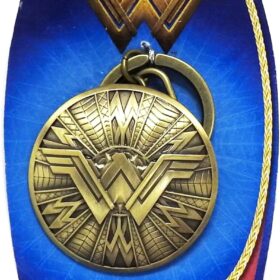 DC Comics Wonder Woman Shield Pewter Key Ring - 3 inch Gold Collectible Charm for Superhero Fans