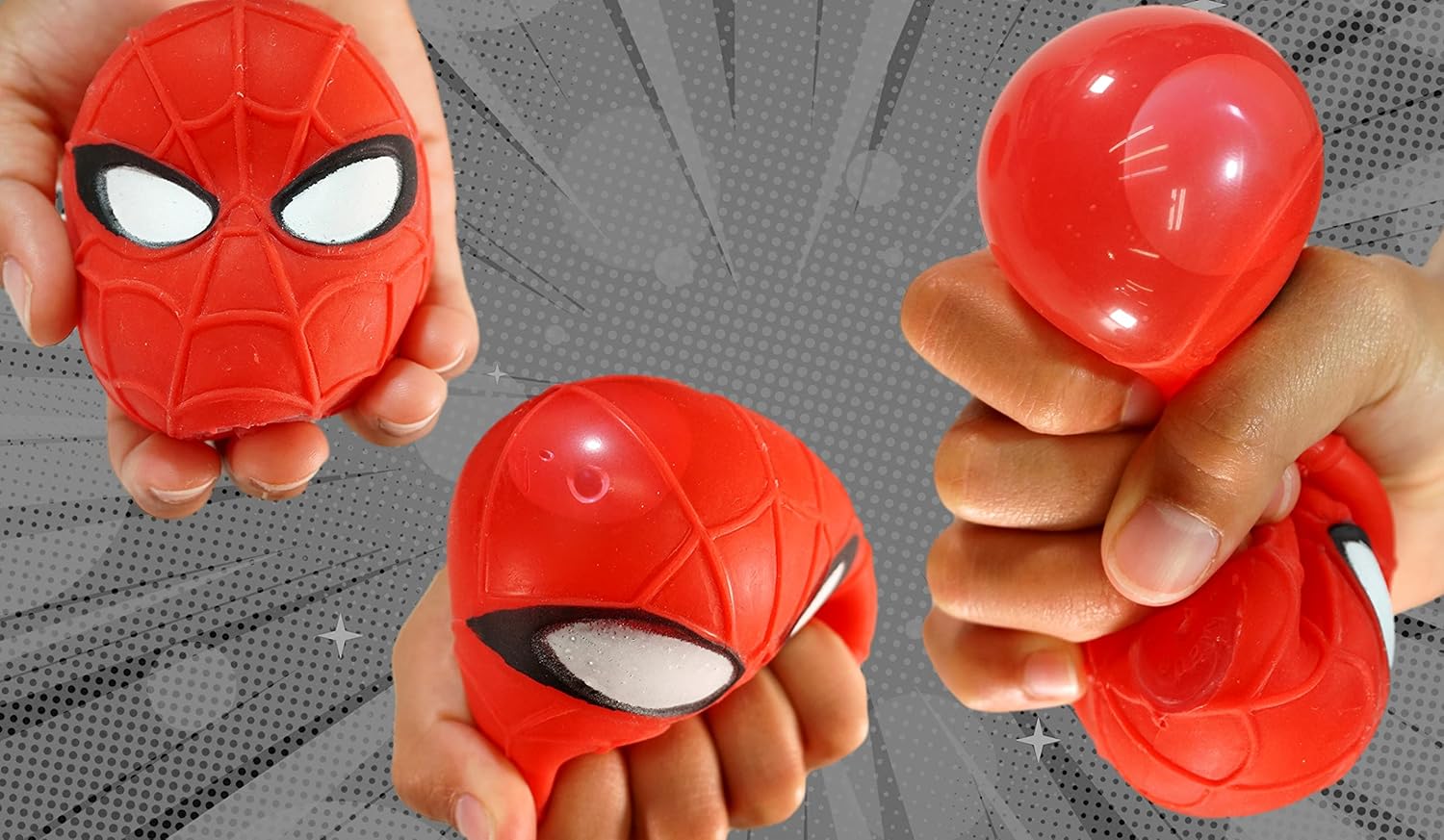 JA-RU Marvel Avengers Superhero Stretchy Squishy Stress Ball - Hulk, Spider-Man & Iron Man Fidget Toy for Kids & Adults (1 Ball, Random)