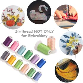 Simthread 40-Color Polyester Embroidery Machine Thread Kit - 550Y Per Spool, 40 Weight - Compatible with Brother, Babylock, Janome, Singer, Husqvarna, Bernina