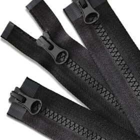Wavebeexs 3-Pack 28-Inch #5 Black Plastic Jacket Zippers - Heavy Duty Coat Replacement Zippers for Down Jackets, Parkas, Sweatshirts & More