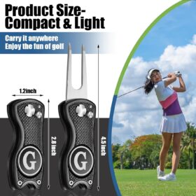 Premium Personalized Golf Divot Repair Tool - Custom Monogrammed Ball Marker with Magnetic Alignment, Foldable Stainless Steel Divot Tool for Men