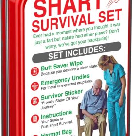 Emergency Fart Survival Kit - Funny Gag Gift for Men | Disposable Underwear, Hazmat Bag, Wet Wipes & Survivor Sticker | Boyfriend Husband Dad Birthday Present