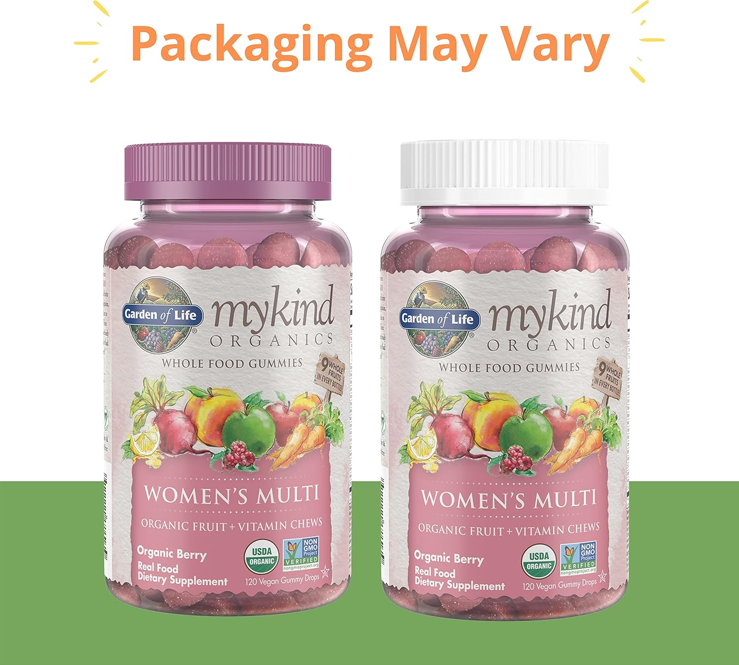 Garden of Life Organics Women's & Men's Multi Gummy Vitamins - Certified Organic Berry Blend - Vegan, Non-GMO - 120 Count