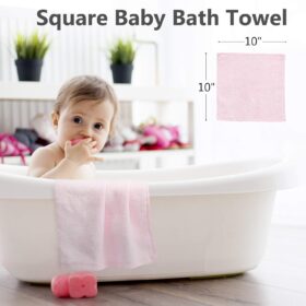 6 Pack Baby Girl Washcloths - Ultra Soft Bamboo Cotton Blend Newborn Washcloths, 10x10 Inches, Sensitive Skin Safe, Pastel Pink Purple Rose Colors, Multipurpose Baby Towels