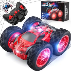 Fast RC Stunt Car for Kids - 1:24 Scale Remote Control Car with 360° Spin, LED Lights & Double-Sided Design, Toys for Boys Ages 4-9