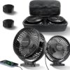 2-Pack Magnetic Golf Cart Fan with 12000mAh Rechargeable Battery, Portable Cooling Fan with Carrying Case, 3-Speed Settings, Strong Magnetic Base for EZGO Club Car Yamaha
