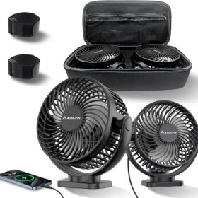 2-Pack Magnetic Golf Cart Fan with 12000mAh Rechargeable Battery, Portable Cooling Fan with Carrying Case, 3-Speed Settings, Strong Magnetic Base for EZGO Club Car Yamaha