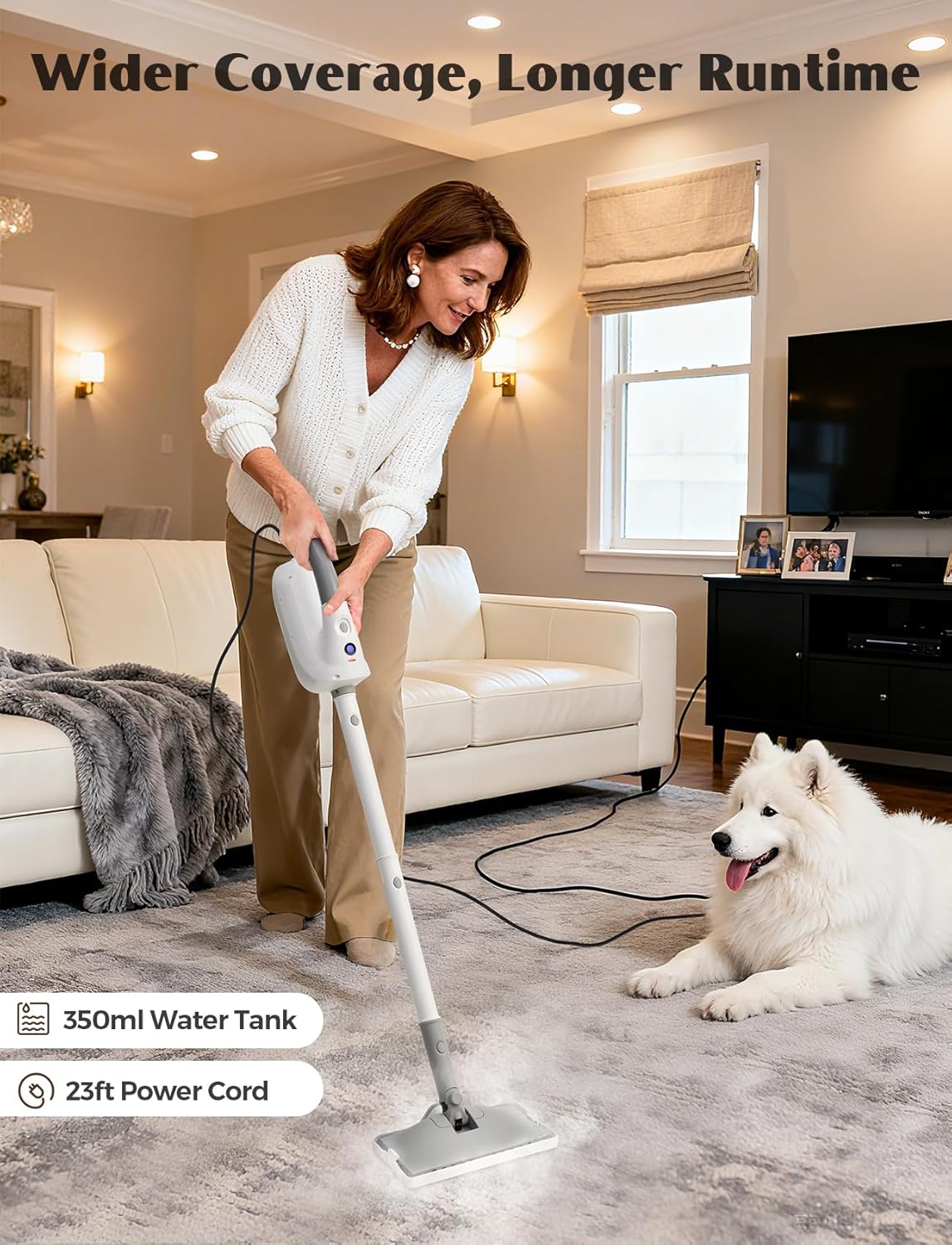 PureSwirlz 10-in-1 Steam Mop & Handheld Cleaner - 1200W Powerful Floor Steamer with 350ml Tank, 248°F Steam, Carpet Glider, Multi-Surface Cleaning Kit for Hardwood, Tile, Grout, Windows & More