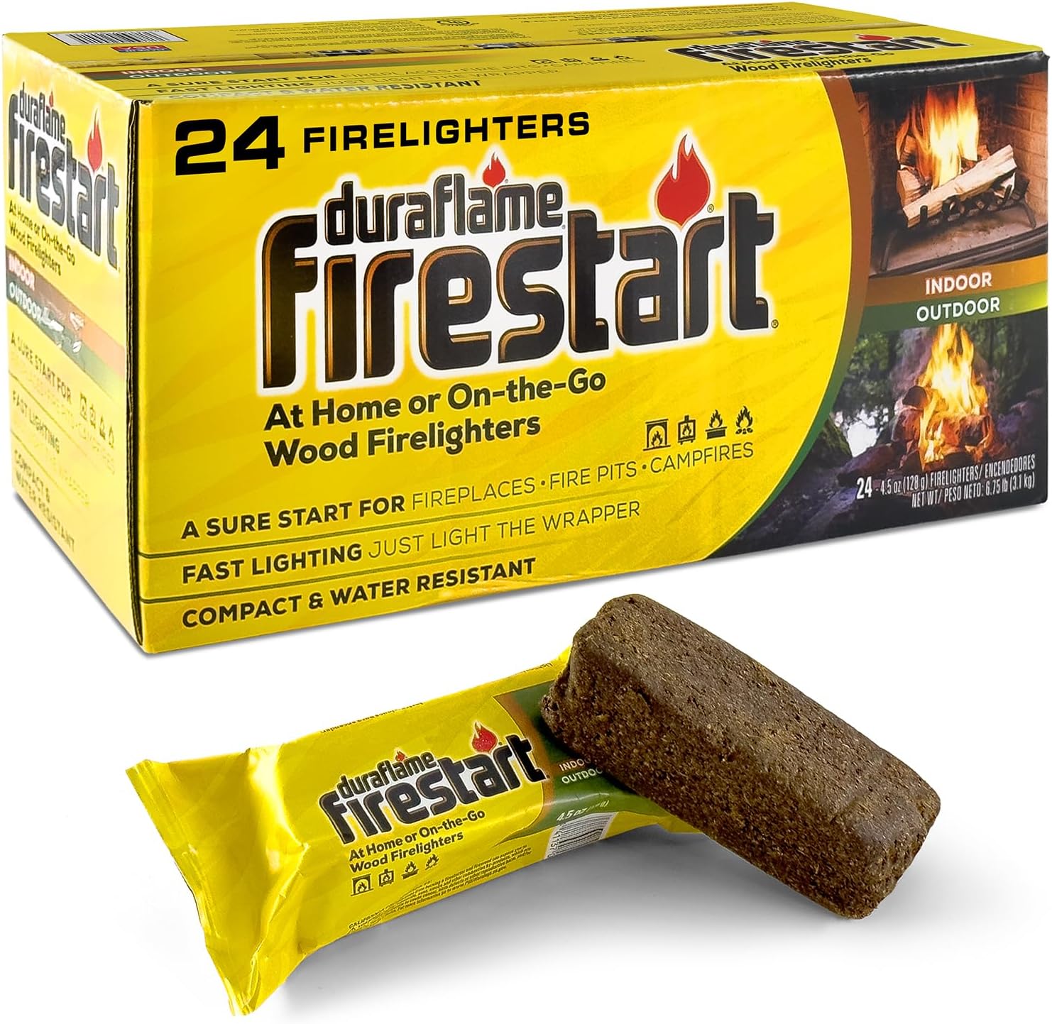 Duraflame Fire Starter Cubes - 24 Pack Quick Ignition Logs for Indoor Fireplace, Outdoor Fire Pit, BBQ Grill & Campfire
