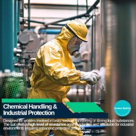 Andes Premium Hazmat Suit - Full Body Chemical Protection Coveralls with Attached Hood & Boots, Sealed Seam, Anti-Static, High-Visibility Yellow