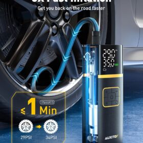 AUXITO 150PSI Cordless Tire Inflator - Portable Air Compressor with Digital Pressure Gauge, Rechargeable Battery & Emergency LED Light for Car Motorcycle Bike Balls