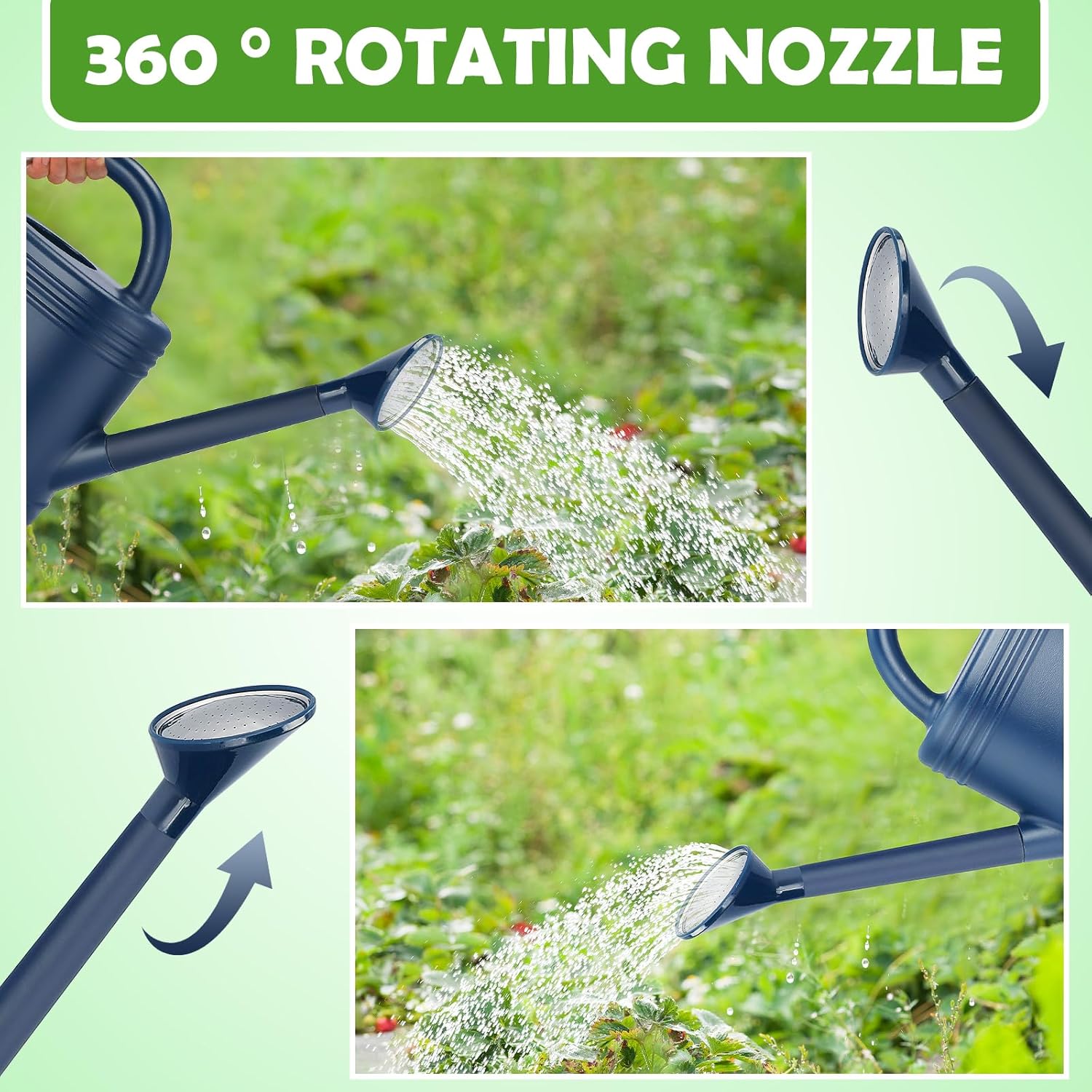 1 Gallon Premium Watering Can for Indoor & Outdoor Plants - Modern Design with Detachable Sprinkler Head & Long Spout