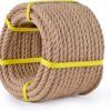 Natural Jute Rope - 1/2 Inch x 50 Ft Heavy Duty Twine for Crafts, Gardening, Home Decor & Cat Scratchers