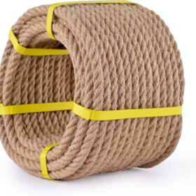 Natural Jute Rope - 1/2 Inch x 50 Ft Heavy Duty Twine for Crafts, Gardening, Home Decor & Cat Scratchers