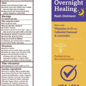 A+D Overnight Healing Diaper Rash Ointment with Lavender & Colloidal Oatmeal - Soothes, Protects & Heals Baby's Delicate Skin - 3.6oz Tub
