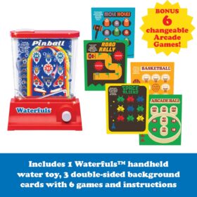 Playmonster Original Waterfuls Classic Handheld Water Game – 6 Interchangeable Arcade Panels, Retro Travel Game for Kids Ages 3+, Screen-Free Fun