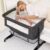 3-in-1 Baby Bassinet Bedside Sleeper – Portable Crib with Wheels, Rocking Mode, Breathable Mesh & Storage Basket – Easy Fold & Travel – Dark Gray