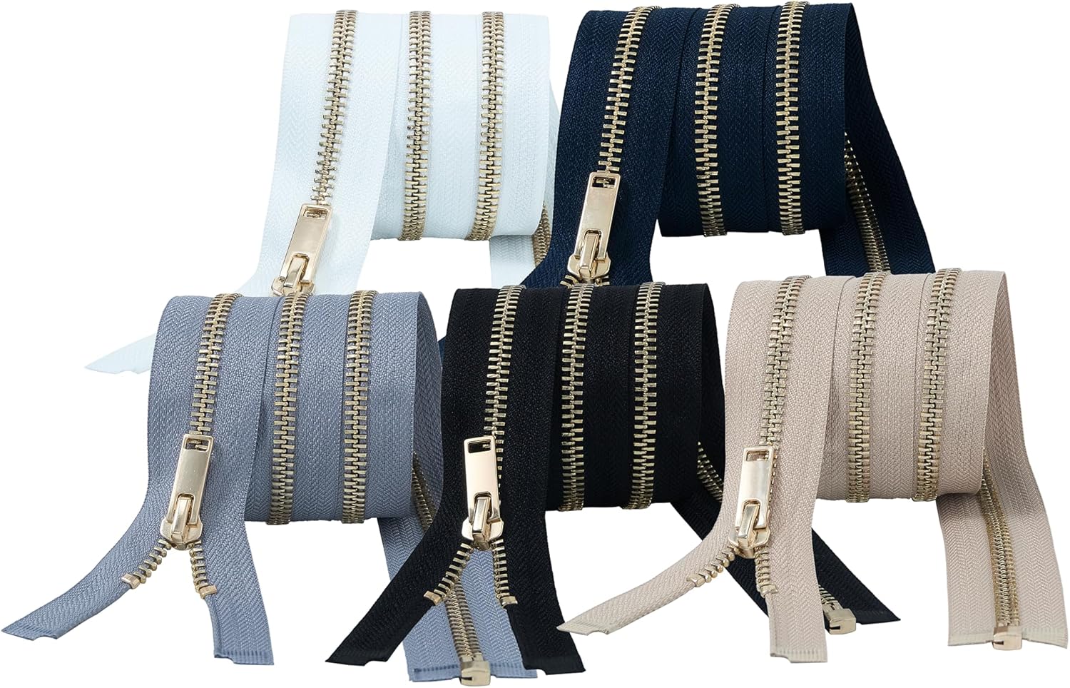 HKK Premium #5 Metal Separating Zippers - 28 Inch 5-Pack for Leather Jackets, Coats & Heavy Duty Sewing Projects (Copper Teeth, OEKO-TEX Certified)