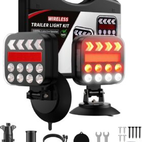 Magnetic Wireless Trailer Lights - USB-C Rechargeable LED Tail Lights Kit with 2.4GHz Signal for RV, Truck, Boat & Camper (IP67 Waterproof)