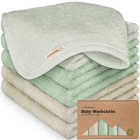 6-Pack Baby Washcloths - Ultra-Soft Bamboo Viscose Wash Cloths for Newborns, Infants & Toddlers | 10x10 Inch, 500GSM, Highly Absorbent, Gentle on Sensitive Skin | Reusable Bath Towels