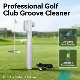 Ultrasonic Golf Club Groove Cleaner - Cordless Rechargeable Electric Brush with 2 Brush Heads, Waterproof Design for Irons Woods Wedges