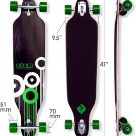 Atom Drop Through 41-Inch Longboard Skateboard – Maple Laminate Deck, Reverse King Pin Trucks, Low-Riding Design for Downhill Carving & Commuting