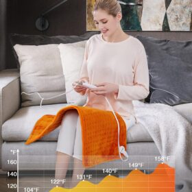 WOOMER XL Extra Large Heating Pad - 17x33 Inch Soft Flannel Electric Heat Pad with 6 Temperature Settings, Moist Heat Therapy, Auto Shut-Off for Back, Neck, Shoulder Pain Relief