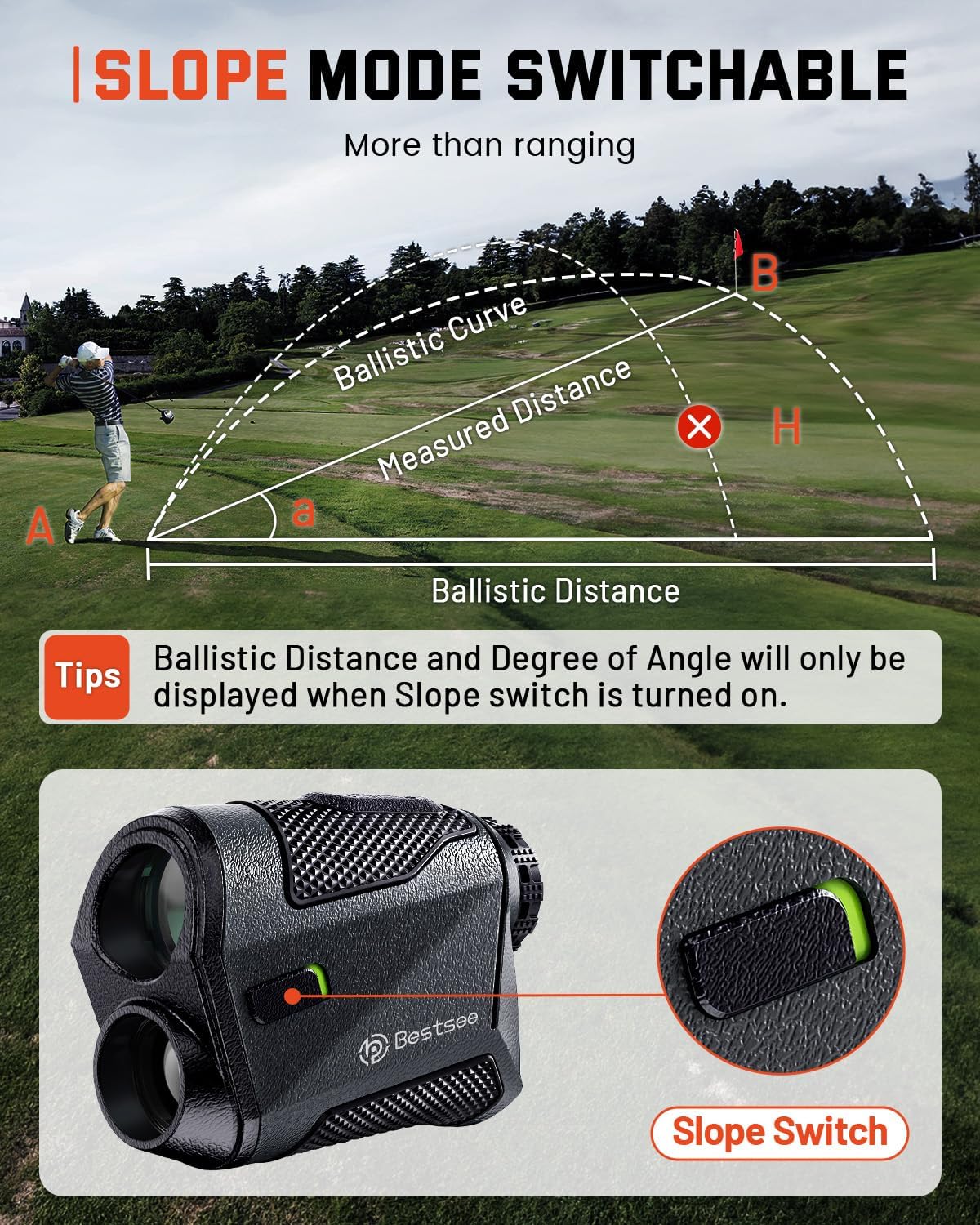 Pro Golf Rangefinder with Slope - 1500 Yards Laser Range Finder with USB-C Charging, 7X Magnification, Flag Lock Vibration for Golf Hunting