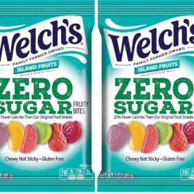 Welch's Zero Sugar Fruity Bites - Island Fruits Flavor, Gluten Free & Sugar Free Snack Packs, 3oz Each (Pack of 2)