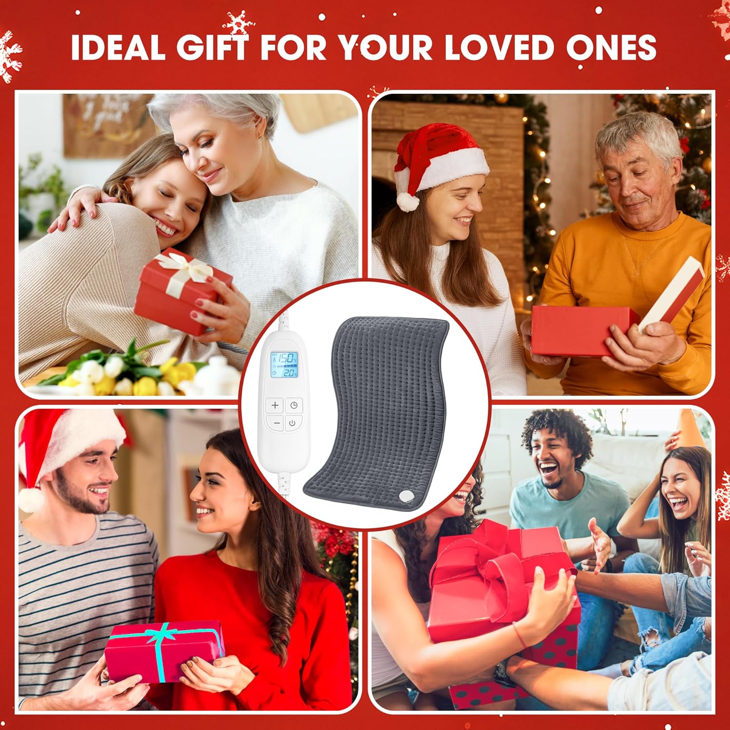 FluffyWarmth XXL Electric Heating Pad - 17"x33" Full Body Pain Relief for Back, Neck, Shoulder, Menstrual Cramps - 6 Heat Settings, 4 Timer Options, Ultra Soft Fleece