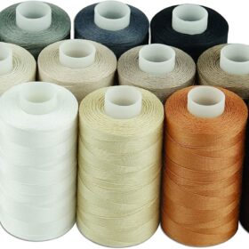 Simthread 12-Pack Premium Mercerized Cotton Quilting Thread - 50s/3 All-Purpose Sewing Thread - 550 Yards/Spool in Neutral Colors for Quilting, Piecing & Machine Sewing