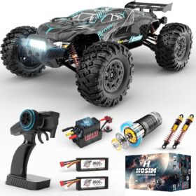 Hosim 1/10 Scale RC Monster Truck – 68KM/H High Speed Brushless Remote Control Car, 4x4 All Terrain Electric RC Truck with LED Lights, Waterproof Off-Road Buggy Toy Gift for Adults & Kids 8+