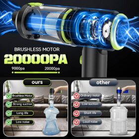 Powerful Cordless Handheld Vacuum - 20000PA Brushless Car Vacuum with Air Duster, Rechargeable Mini Vacuum for Home, Car, Office & Pet Hair