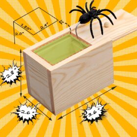Spooky Spider Surprise Box - Wooden Prank Gift Box with Pop-Out Spider for Gag Gifts, Party Tricks & Stocking Stuffers