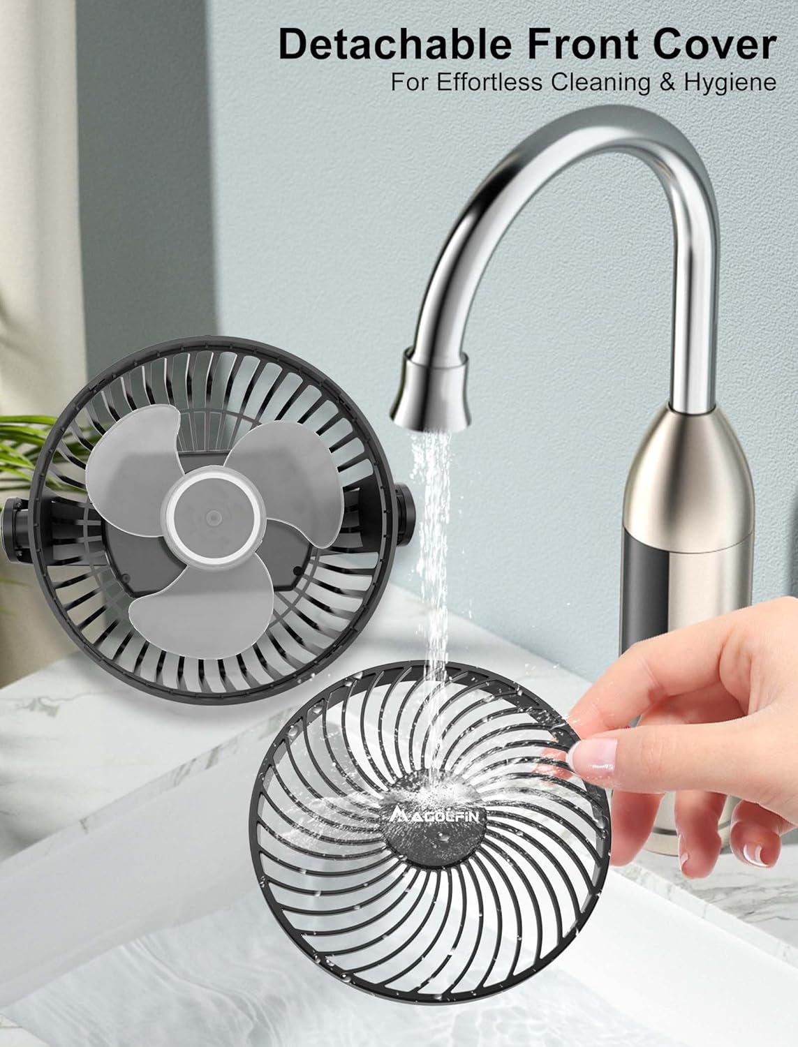 2-Pack Magnetic Golf Cart Fan - 12000mAh Rechargeable Portable Fan with Magnetic Base, 360° Rotation & LED Light for EZGO Club Car Yamaha, Cruise Ships - Includes Carrying Case