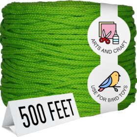 Super Bird Creations Braided Polly Rope - 1/8" x 500m Green PE Cordage for Parrot Toys, Bird Enrichment & Creative Crafting