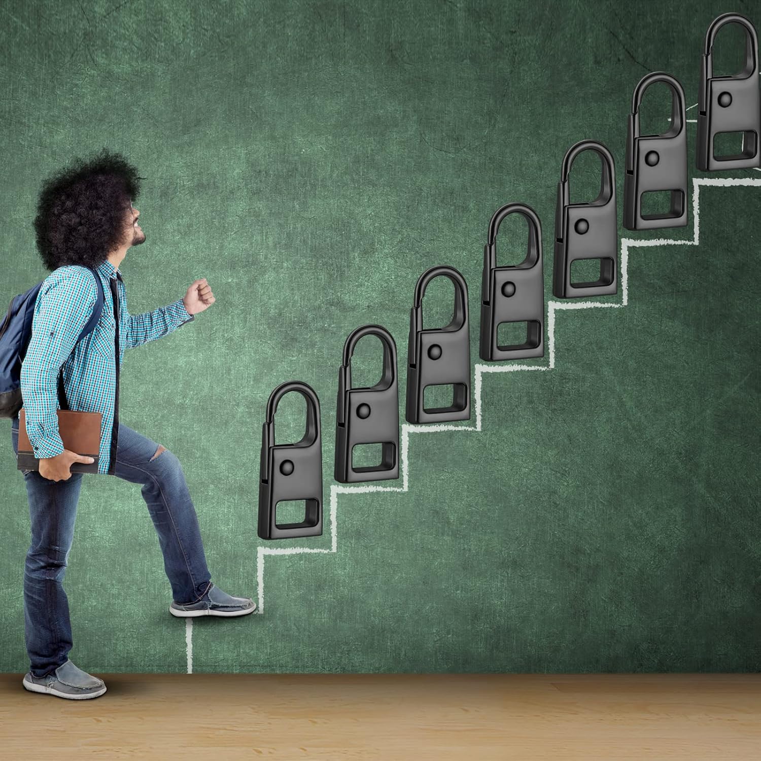 8-Piece Premium Metal Zipper Pull Replacement Kit - Universal Zipper Repair Slider for Luggage, Backpack, Jacket & Coat (Black)