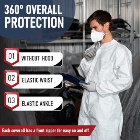 Premium Disposable Hazmat Coverall Suit - 6 Size Options | Full Body Protective Painters Suit Without Hood