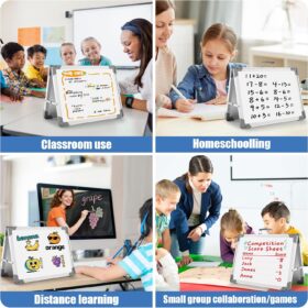 Portable Magnetic Whiteboard 24x18 inch - Foldable Double-Sided Desktop Easel with Marker Set for Office, Classroom & Homeschool