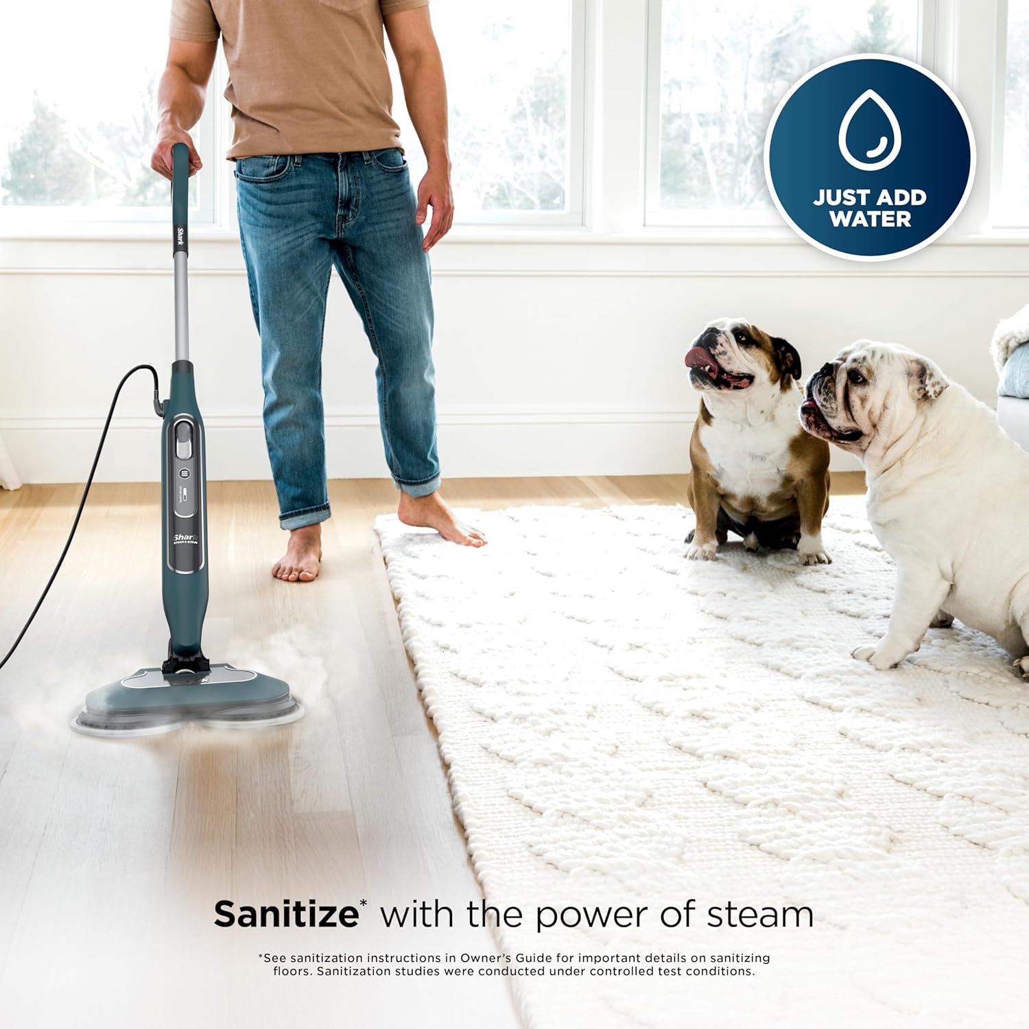 Shark Steam & Scrub All-in-One Hard Floor Steam Mop - 2 Steam Modes, XL Water Tank, Swivel Steering, Includes 2 Dirt Grip Pads, Teal S8002BRN